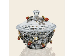 Серебряная вазочка с эмалью «Земляника»